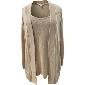 Lilly Pulitzer Gold Metallic Knit Cardigan and Tank Top Twin Set Womens Small